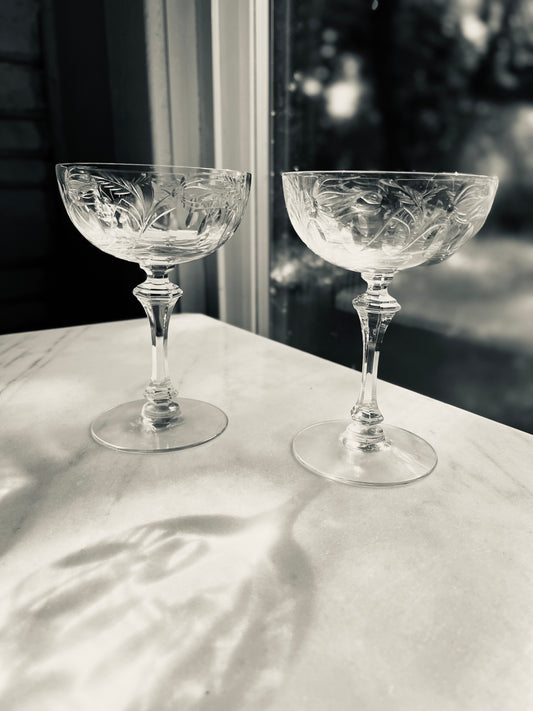 Cut Crystal Coupe Glasses